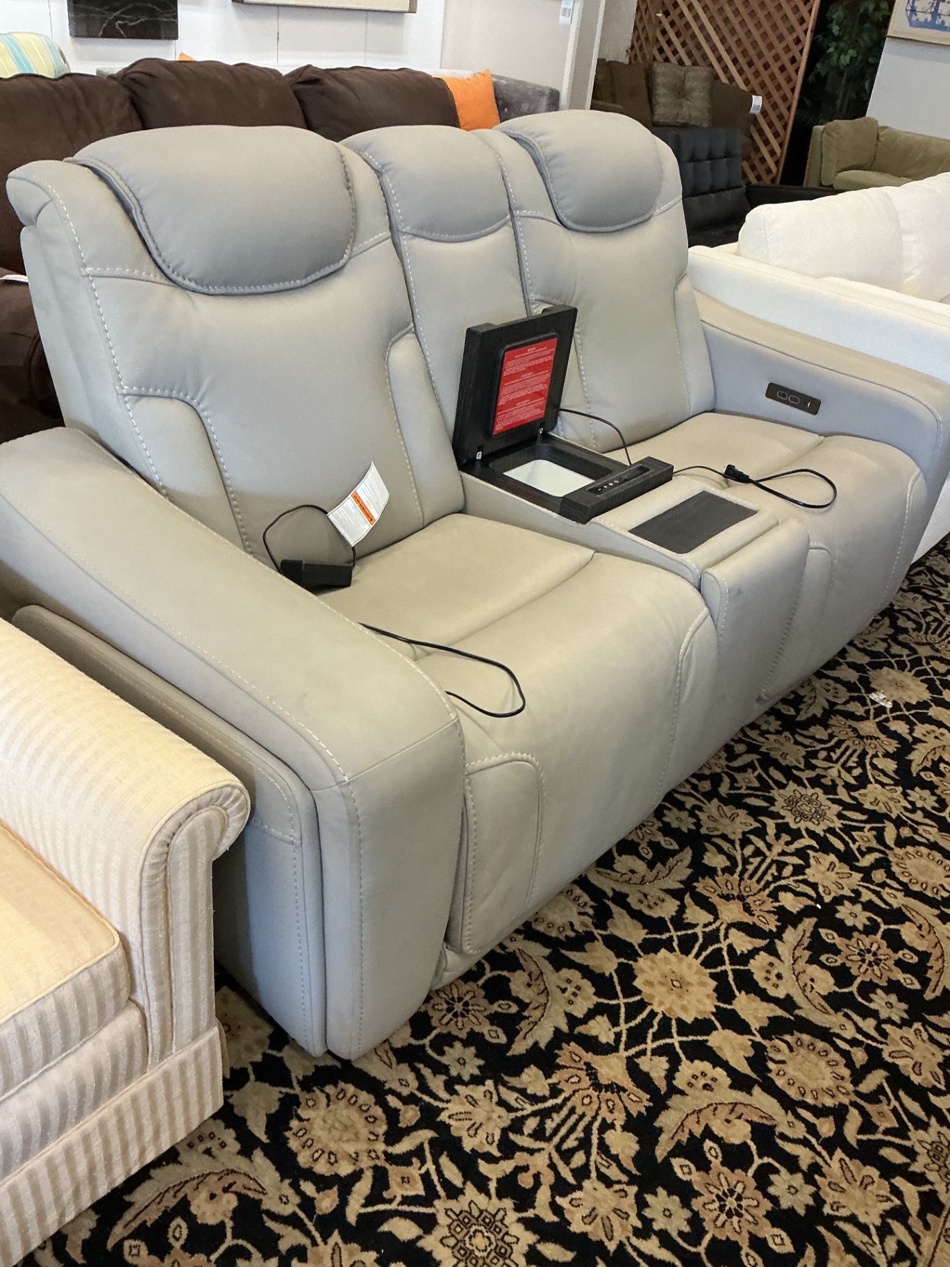 Alton Leather Power Reclining Sofa with Power Headrests and Cooling Unit