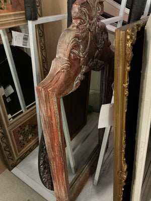 Ornate Spanish  Red Patina  Painted Mirror
