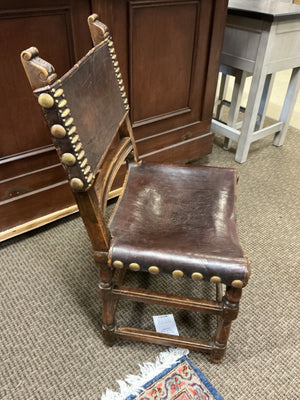Spanish Colonial Style Leather Strap Dining Chairs (set of 6)