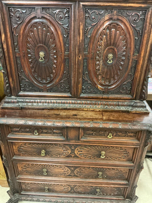 Italian Carved Wood Armoire / Dresser