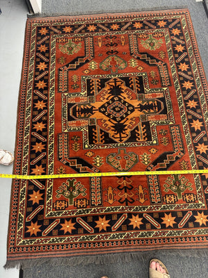 Kazak Style Wool Rug 5x7 Ft