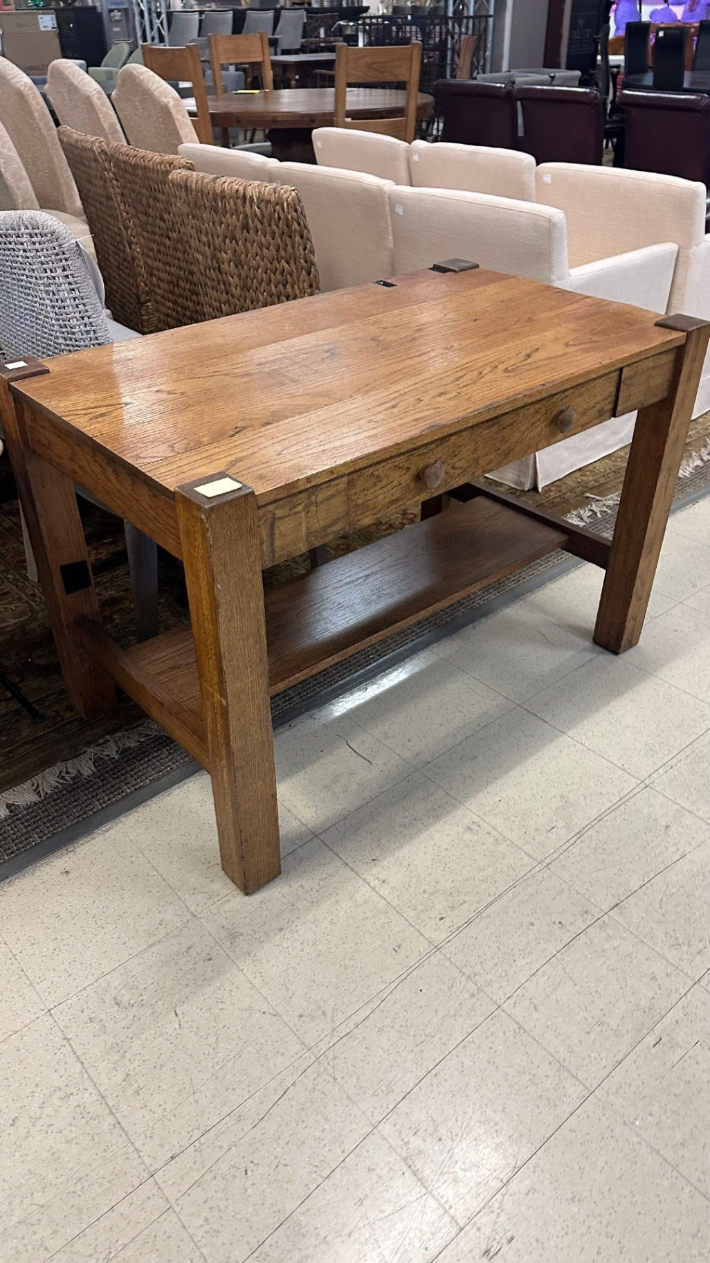Solid Oak Library Table Rectangular Top
