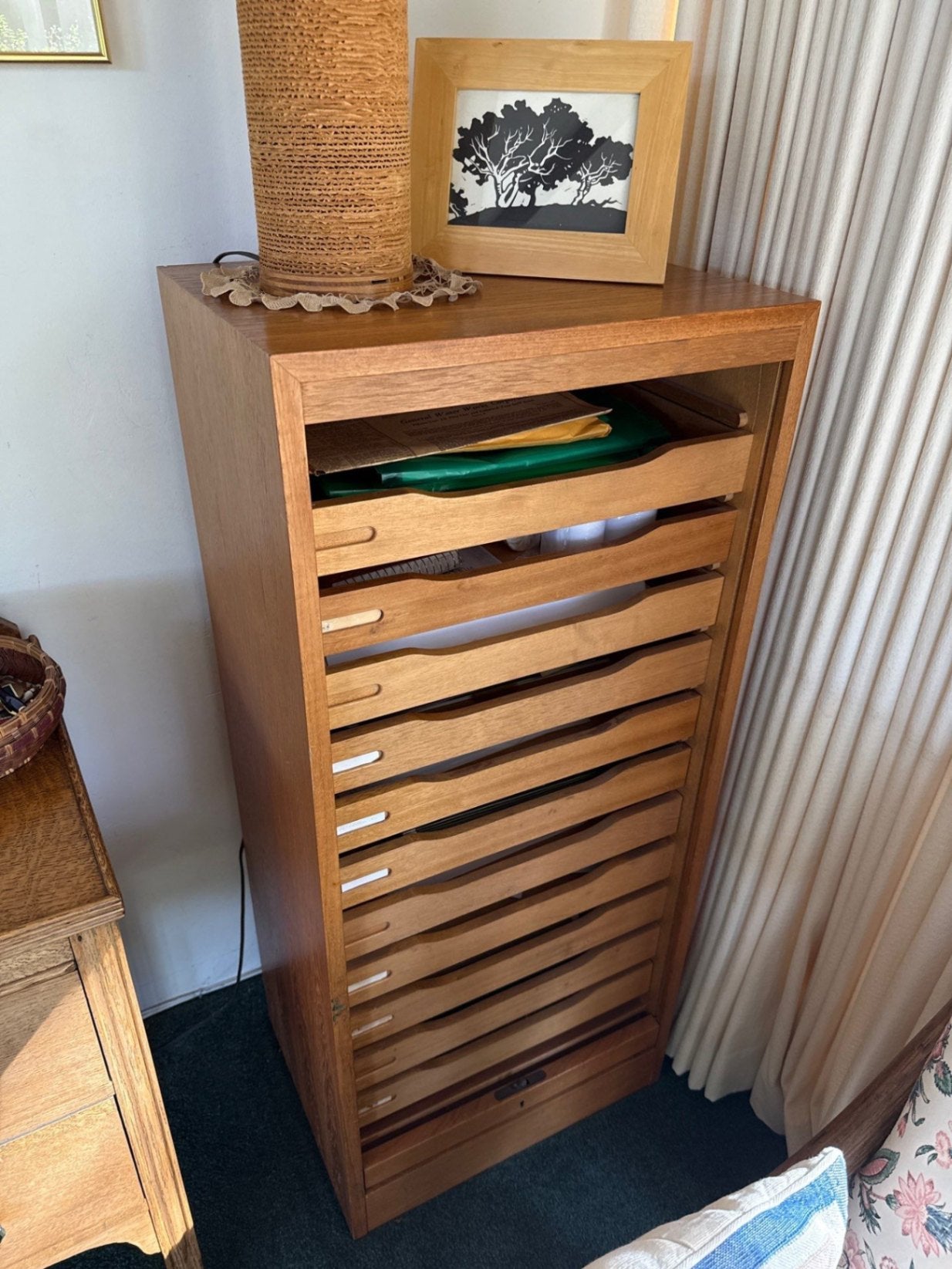 Cabinet Danish Teak Tambour Door Flat File