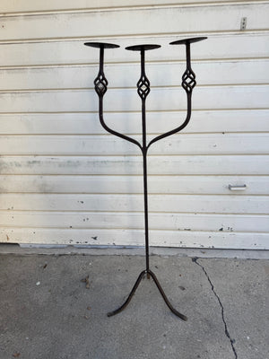Wrought iron floor candelabra