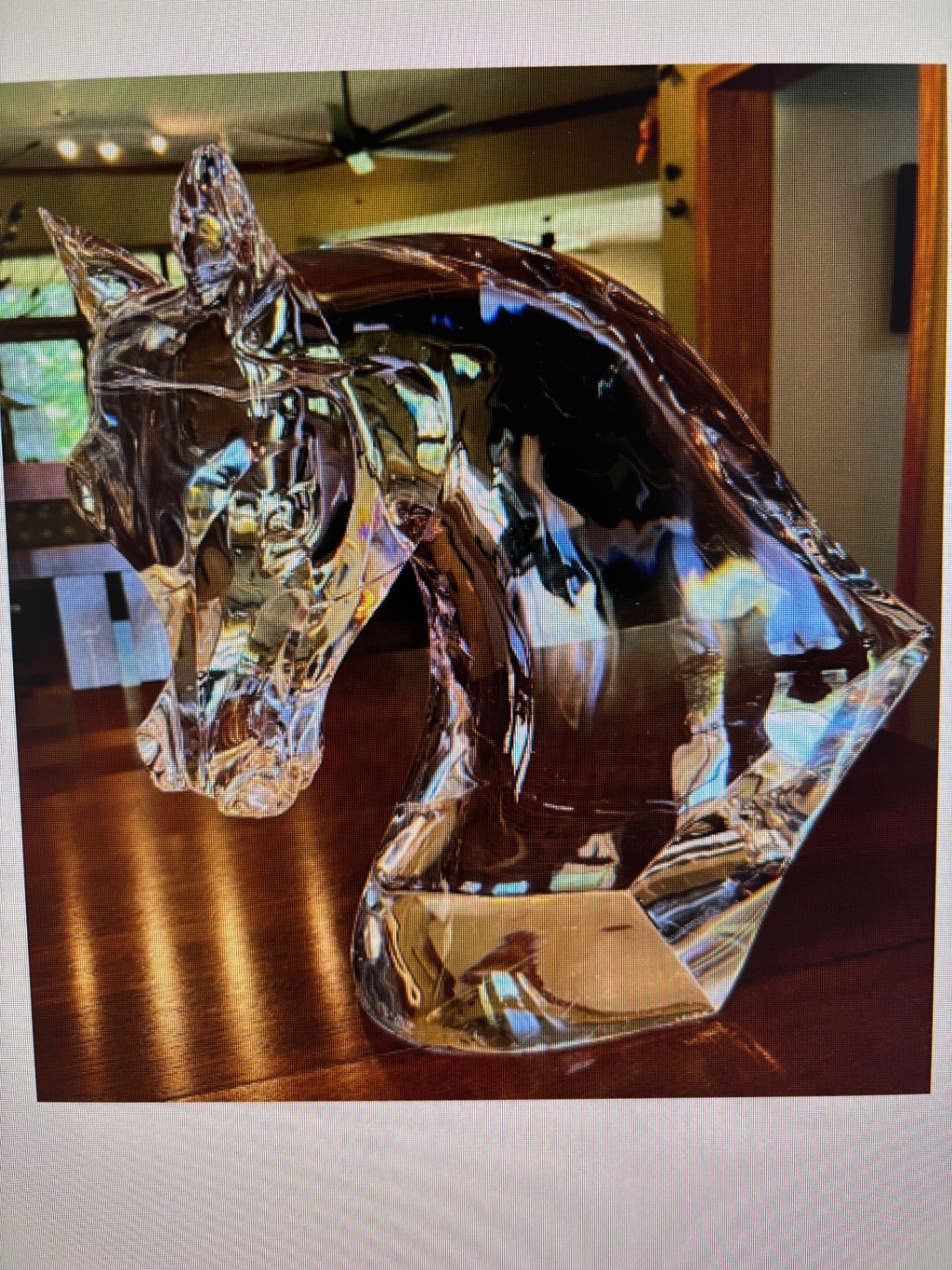 Large Lalique Crystal Horse Head Sculpture