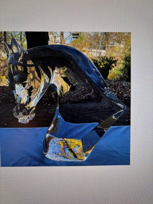 Large Lalique Crystal Horse Head Sculpture
