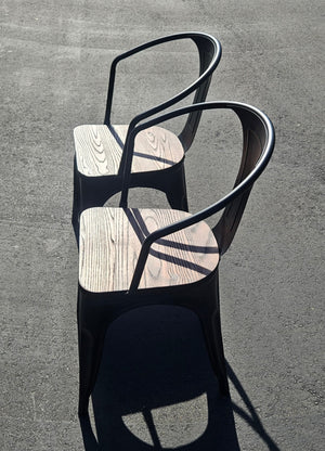 Industrial Dining Chairs Set Of Two Solid Wood Seats