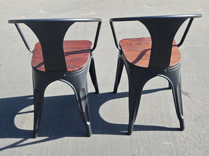 Industrial Dining Chairs Set Of Two Solid Wood Seats