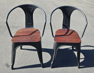 Industrial Dining Chairs Set Of Two Solid Wood Seats