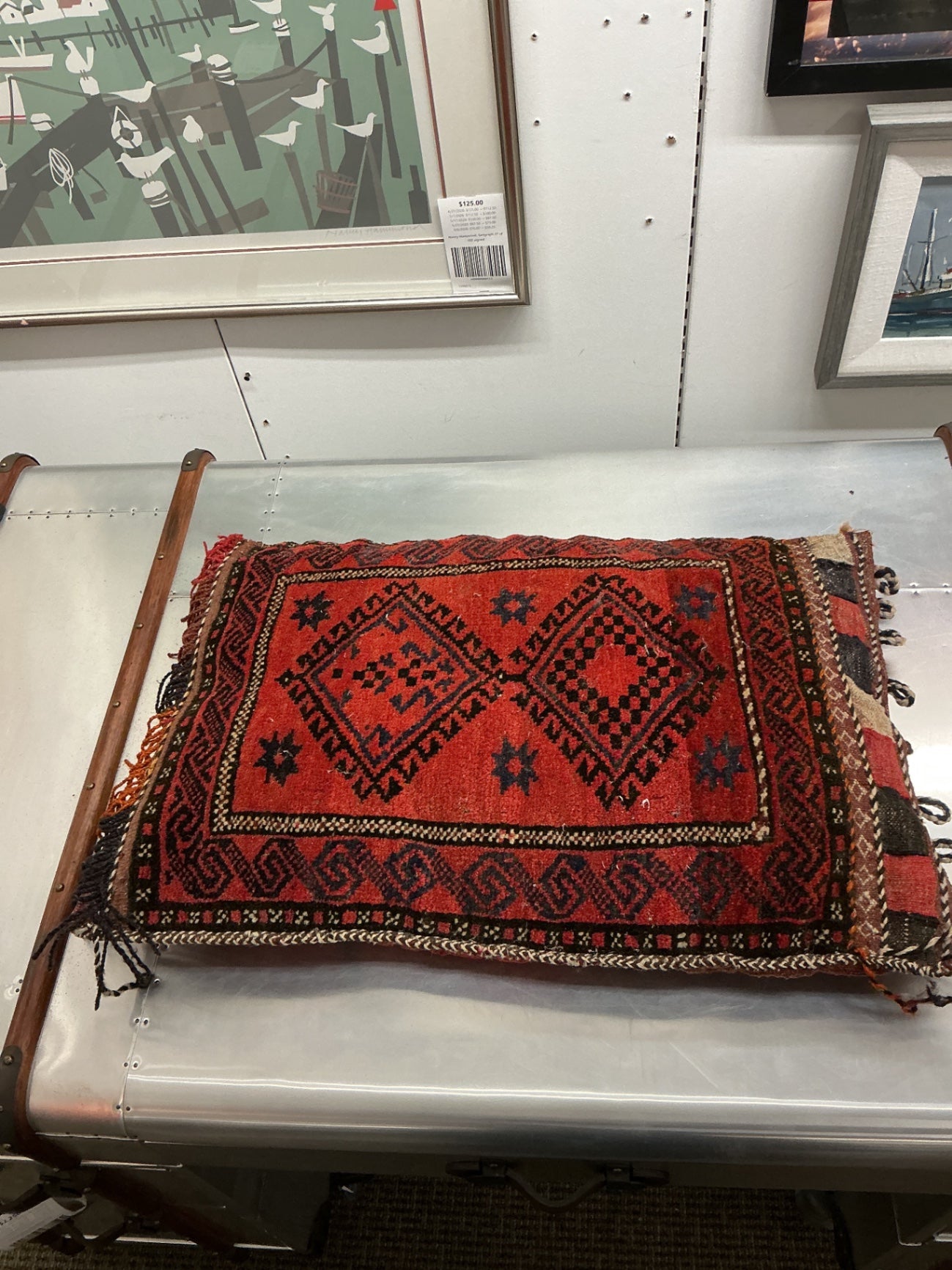 Vintage Kilim Rug Pillow 28 x 19 Red