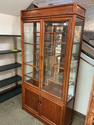 Chinese Rosewood Curio Display Cabinet & Bookcase Lighting