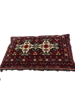 Vintage Kilim Rug Pillow 36 x 24 Red & Turquoise