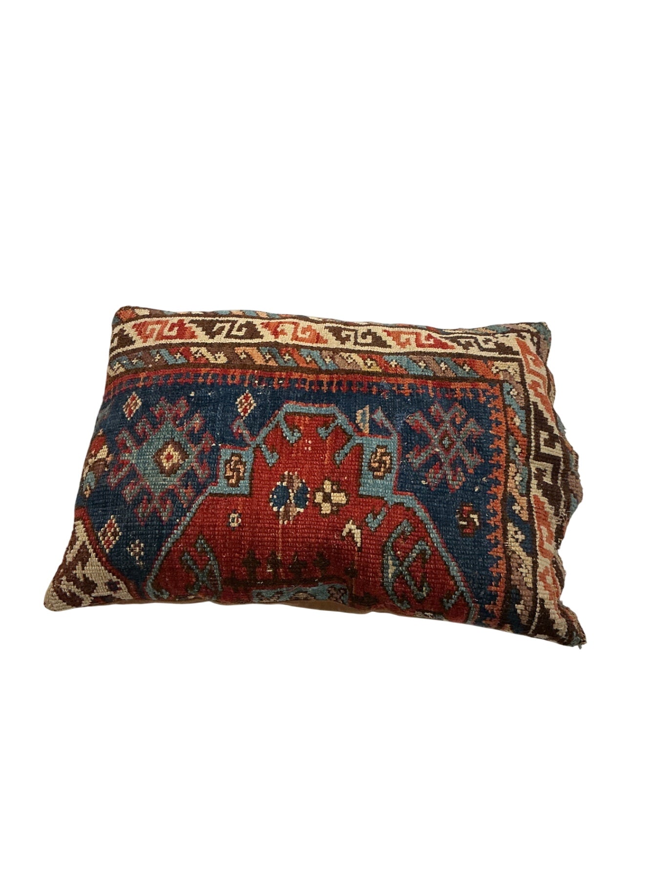 Vintage Kilim Rug Pillow 23 x 17 Red Blue & Brown