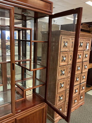 Chinese Rosewood Curio Display Cabinet & Bookcase Lighting