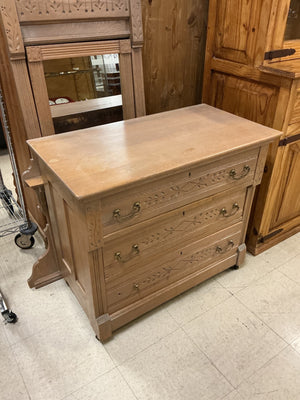 Vintage Ornate Carved Wood Dresser With Attached Mirror