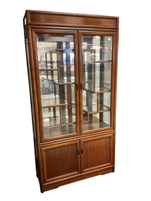 Chinese Rosewood Curio Display Cabinet & Bookcase Lighting