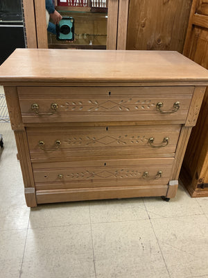 Vintage Ornate Carved Wood Dresser With Attached Mirror