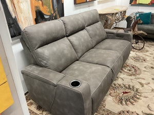 Lazy Boy Gray Faux Leather Power Reclining Sofa