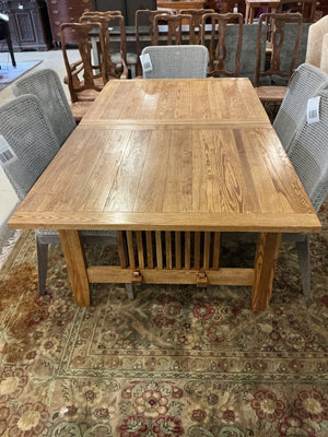 Mission Style Oak Trestle Dining Table
