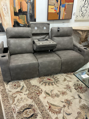 Lazy Boy Gray Faux Leather Power Reclining Sofa
