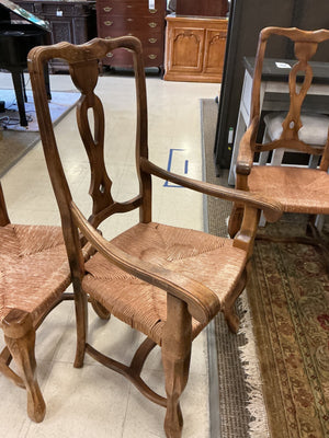 Italian Rococo Rush Seat Dining Chairs (set of 8) 6 reg. 2 captain