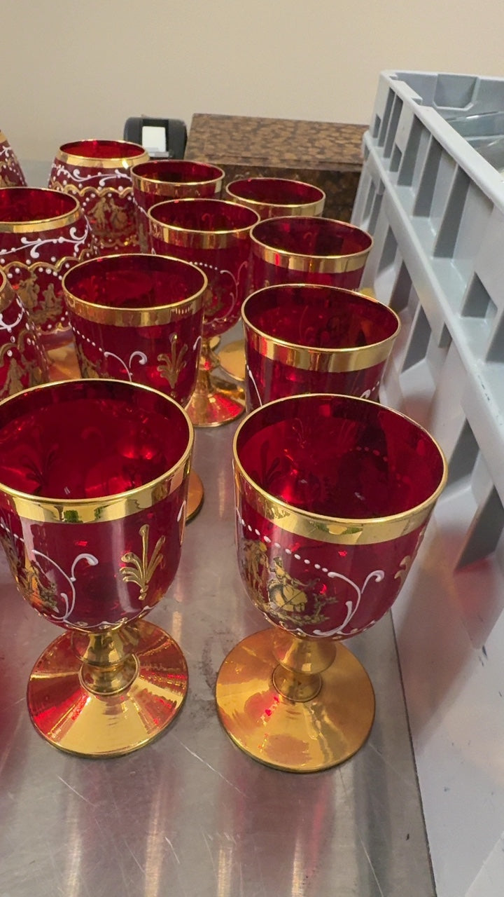 Ruby Red Bohemian-style Glass Goblets