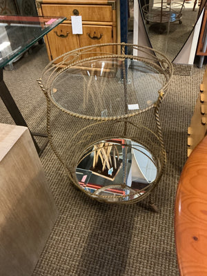 Mid-Century Modern Italian Hollywood Regency Gilt Twisted Rope Serving Cart