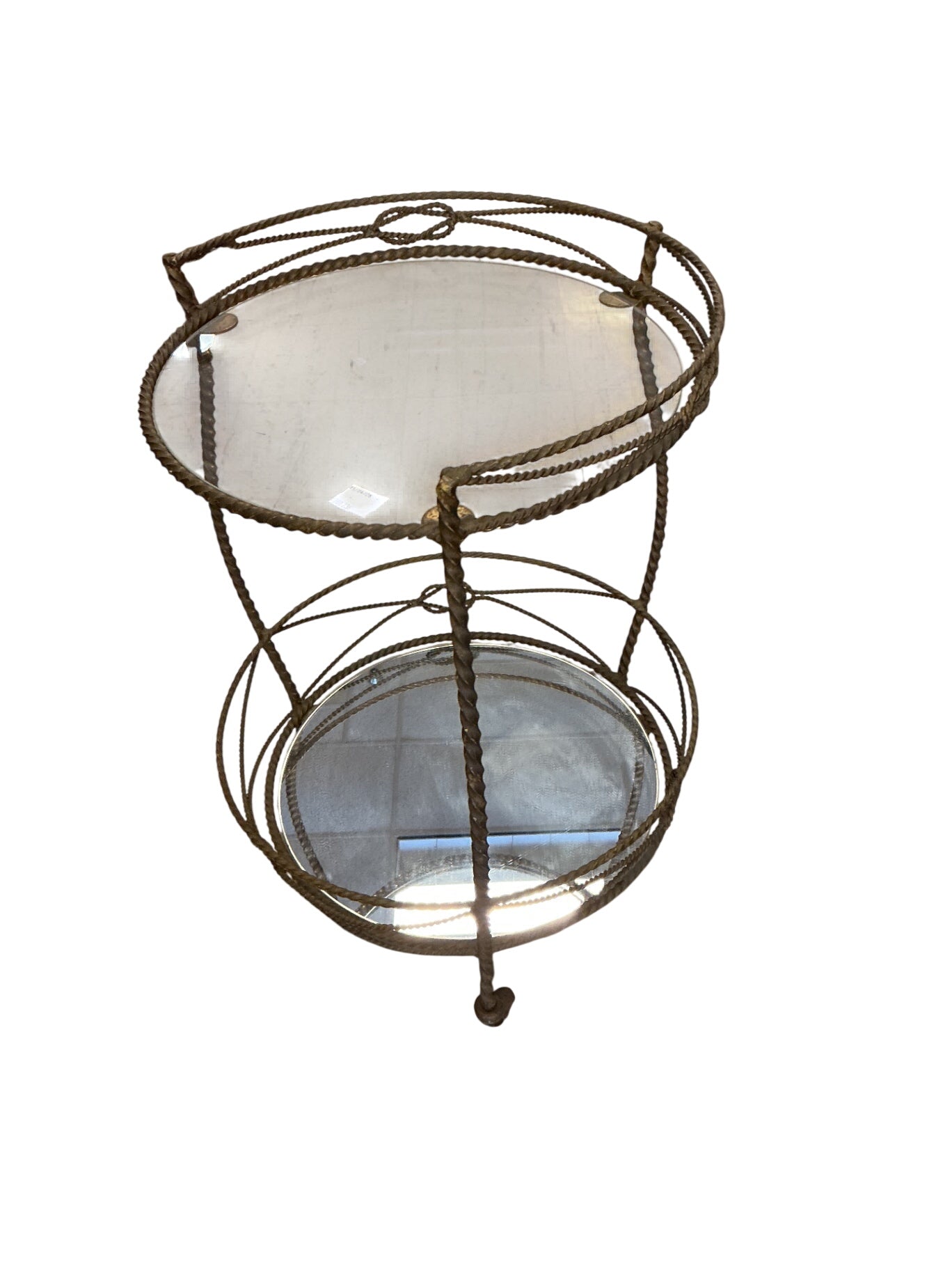 Mid-Century Modern Italian Hollywood Regency Gilt Twisted Rope Serving Cart
