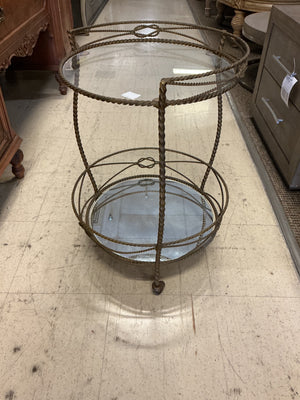 Mid-Century Modern Italian Hollywood Regency Gilt Twisted Rope Serving Cart