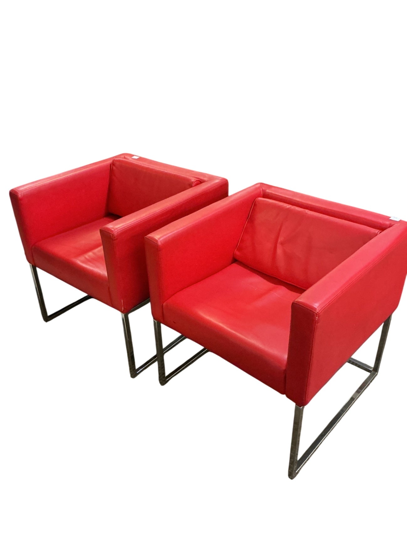 Red Modern Style Accent Chairs (Pair)