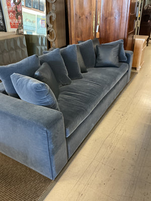 Blue Mohair sofa. Custom-made for the movie “Where’d You Go Bernadette starring Cate Blanchett-Intervention Scene