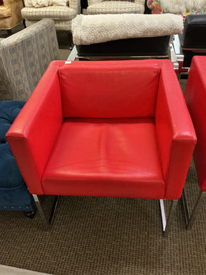 Red Modern Style Accent Chairs (Pair)