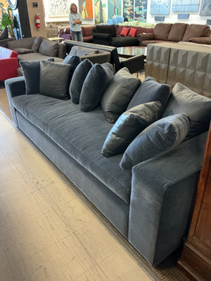 Blue Mohair sofa. Custom-made for the movie “Where’d You Go Bernadette starring Cate Blanchett-Intervention Scene