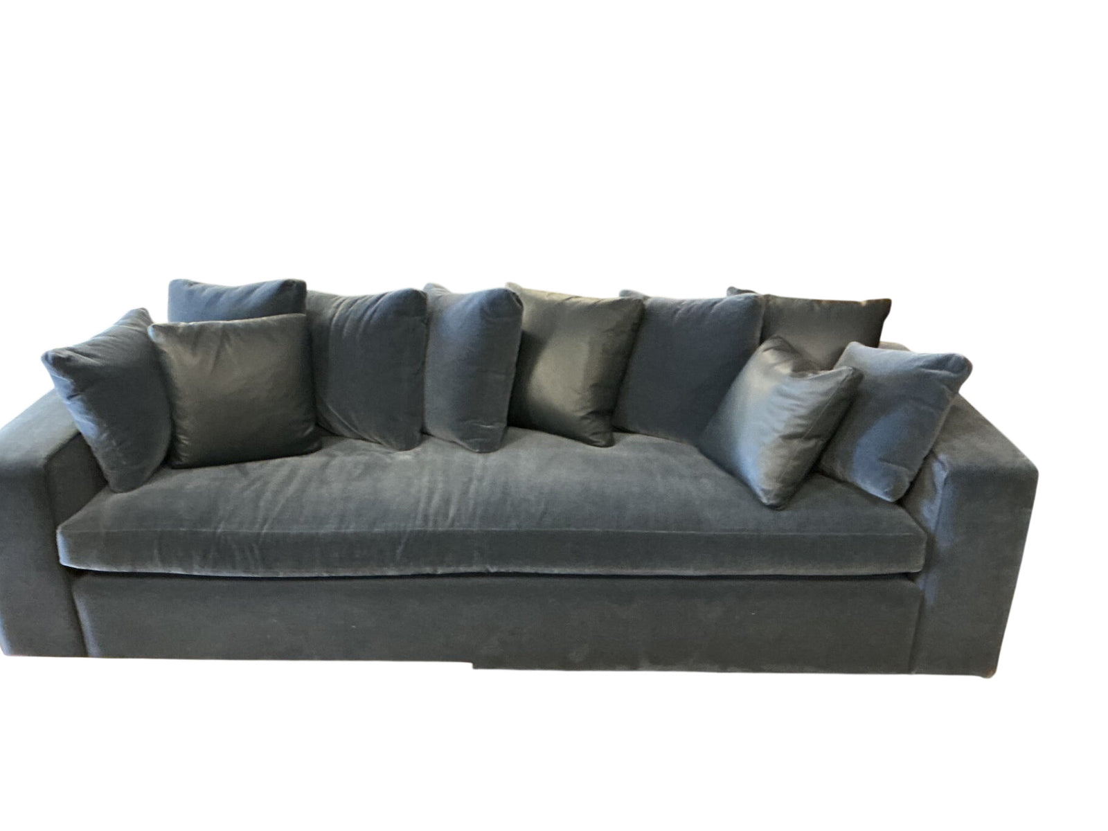 Blue Mohair sofa. Custom-made for the movie “Where’d You Go Bernadette starring Cate Blanchett-Intervention Scene