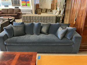 Blue Mohair sofa. Custom-made for the movie “Where’d You Go Bernadette starring Cate Blanchett-Intervention Scene
