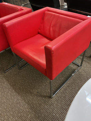 Red Modern Style Accent Chairs (Pair)