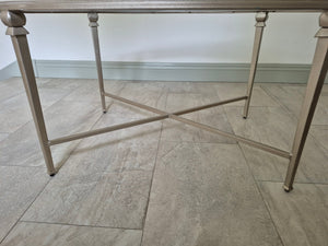 Sherrill Occasional Diego oval glass-topped coffee table 42" long, 26" wide, 18" high