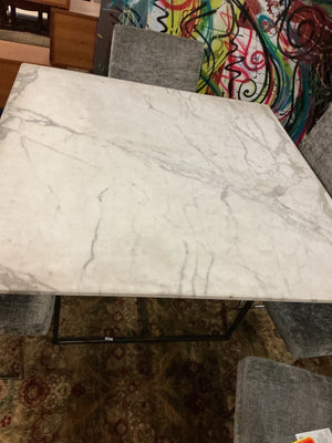 Marble Table w/ Two Piece Metal Base, Top Not Attached