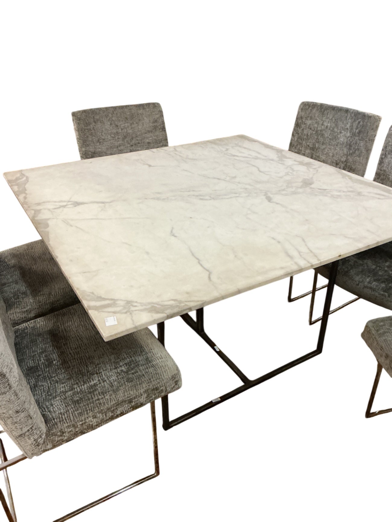 Marble Table w/ Two Piece Metal Base, Top Not Attached