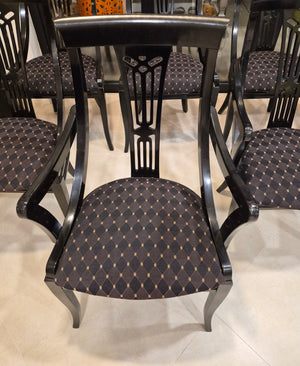 Pietro Costantini for Ello Black Lacquer Dining Chairs (set of 8)