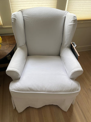 2  Wing Back Slip Cover Chairs (pair)