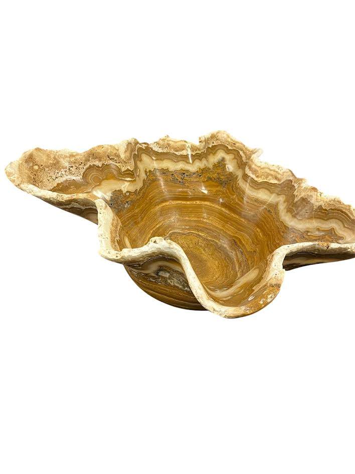 Vintage Banded Calcite Mexican Onyx 22"x21.5" Organic Modern Decor