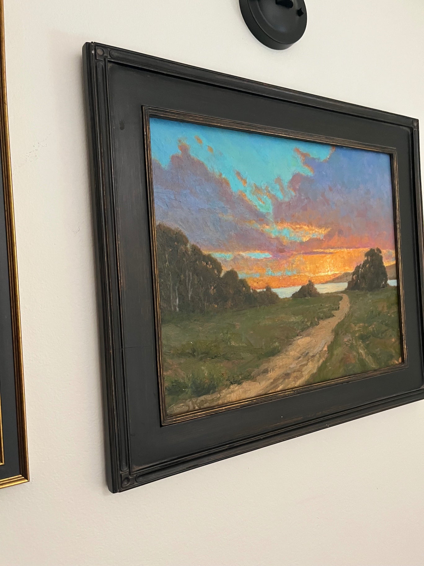 Ellwood Sunset Signed Illegibly Painting Approx 21x25"