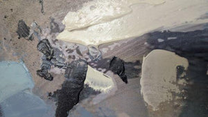 Blue, Ink, White Abstract Painting with White Frame (Pair)