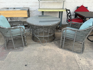 Hampton Bay  Cane Crossing Chat Table + 2 Wicker Chairs