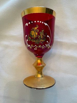 Ruby Red Bohemian-style Glass Goblets