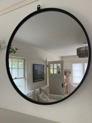 Black Round  Frame Mirror 24"