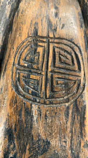 Chinese Scholar With Staff Carved Wood Made In Thailand 16"