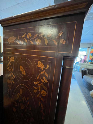 Antique Victorian Marquetry Walnut Inlaid High Chest 66x35x20