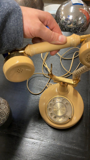 Vintage Rotary Style Push-Button Telephone Blue w/ Flash Redial
